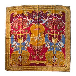 Vintage Gucci “Diana” Silk Scarf 34” Made in Italy Equestrian Hunting Motif